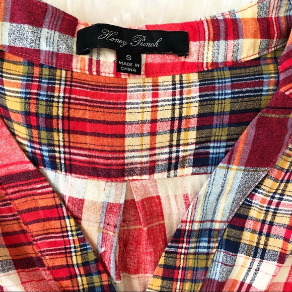 Honey Punch 3/4 Sleeve Fall Colored V-neck 3/4 button down front blouse Size S - Picture 3 of 10